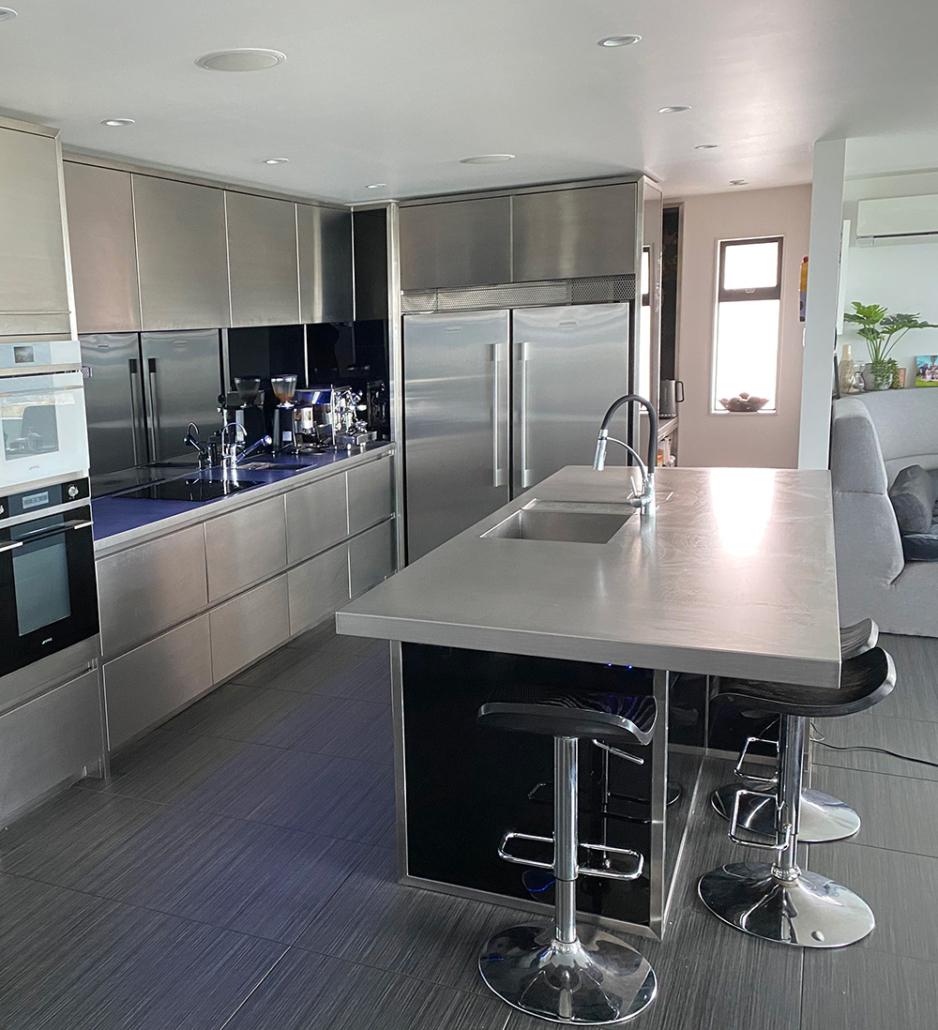 image of a residential stainless steel kitchen
